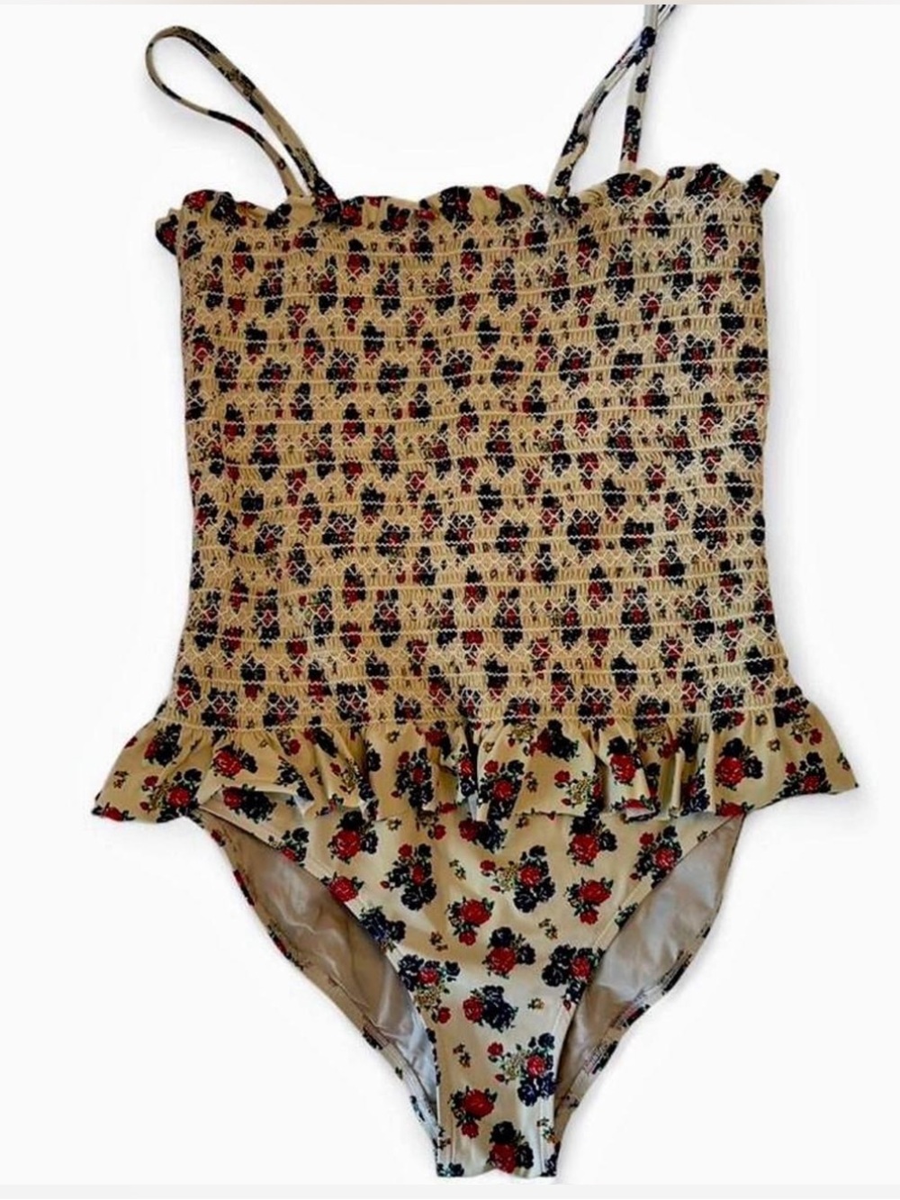 Tory Burch Cream Floral Smocked One-Piece